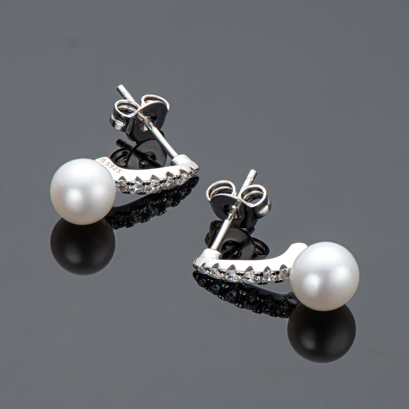 Details about   Unique Design Sterling Silver White Cultured Pearls & Cubic Zirconia Earrings 