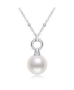 925 Sterling Silver Fashion Simple O-shaped Buckle Freshwater Pearl Necklace