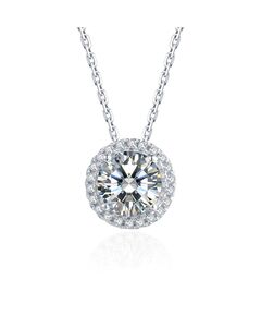 Four Claws 1 Carat Moissanite Round Bag Hanging pendant necklace