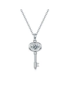 Lock Love 0.5 Carat VVS1 Clarity Moissanite White Gold Plated Silver Necklace