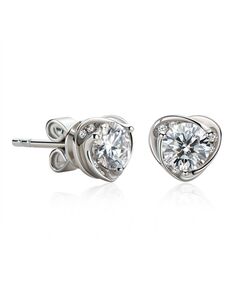Round Cut 0.5 Carat Moissanite Sterling Silver Gold Plated Stud Earrings