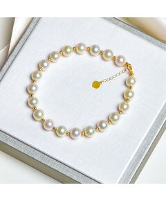 18K Gold Japan AKOYA Seawater Pearl String Bracelet