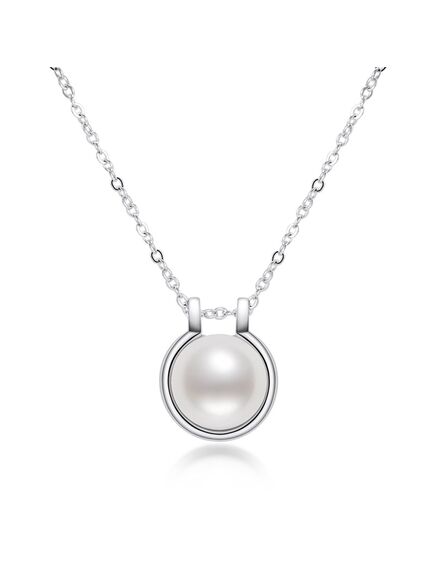 925 Sterling Silver Freshwater White Pearl Round Pendant Necklace